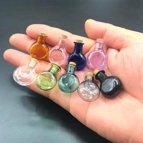 Colorful Mini Flat Shape DIY Glass Wish Floating Bottle With Cork Stopper Glass Vial jars container Wedding Decor Gift 1000pcs