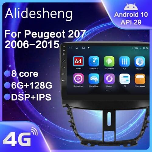 For Peugeot 207 2006 2007 2008 2009 2010 2011 2012 2013 2014 2015 Android 10.0 DSP 8 core Car Radio Navigation multimedia Player