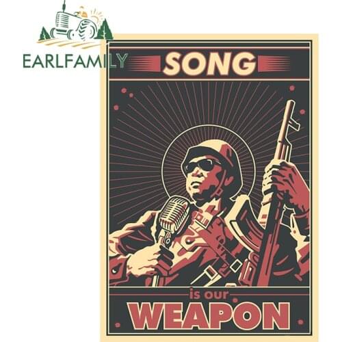 EARLFAMILY 13cm x 9.4cm For Vintage Poster Song Is Our Weapon Car Stickers Waterproof Decal Bumper Personality Creative Decor