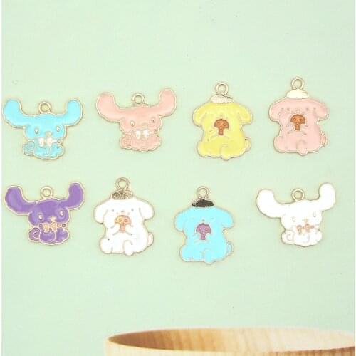 10 Pcs/Set Cartoon Enamel Pendant Cute Creams Dog Pendant Charm Metal Charm DIY Making Bracelet Earrings Jewelry Accessories