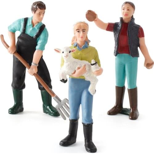 Hand Painted Simulation Farmer Doll Model Decor Collector Gift Farm Theme Action Figures Playset Educational For Kids