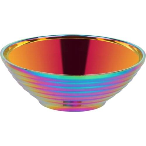 Stainless Steel Walled Heat Insulation Smooth Rice Bowl for Adult Children Kitchen Tableware