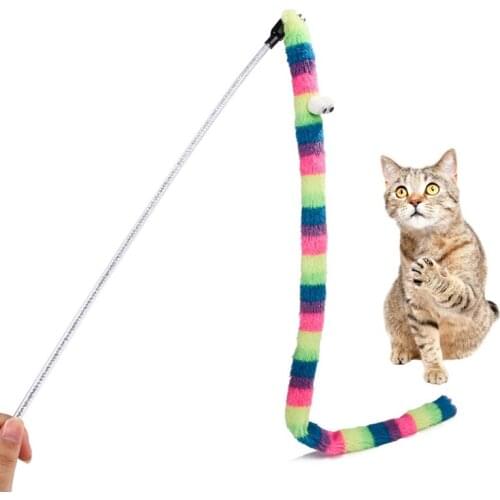 Cat Toy Feather Cat Teaser Wand Cat Interactive Toy Funny Caterpillar Colorful Rod Teaser Wand Pet Cat Supplies Cat Accessory