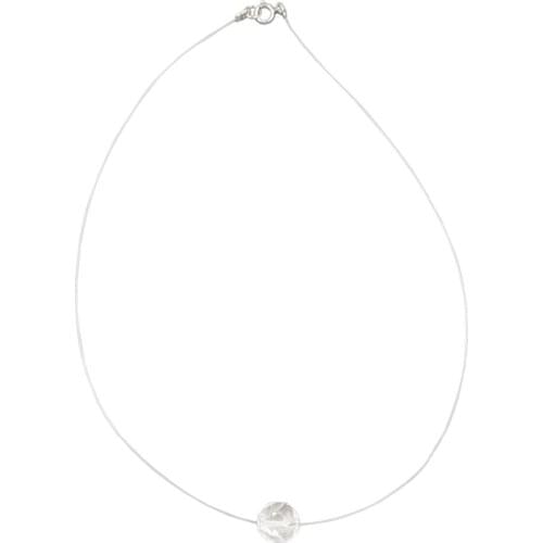 Lii Ji Gemstone Natural Clear Quartz Crystal 10mm 925 sterling silver Choker Invisible Necklace