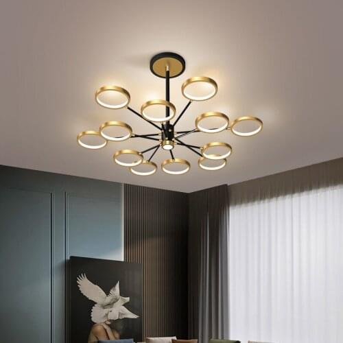 New Gold Rings Chandeliers For Kitchen Bedroom Studyroom Restaurant Foyer Dining Room Indoor Home Decorative AC90-260V Fixtures