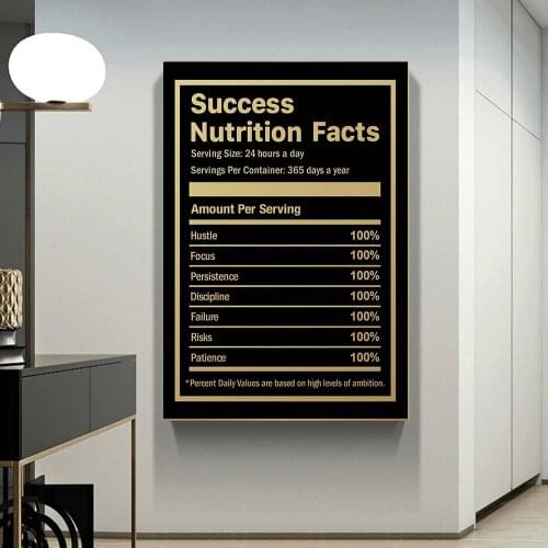 Success Nutrition Facts Posters And Prints Wall Art Letter Canvas Painting Pictures For Office Decoration Home Decor No Frame
