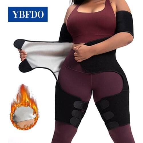 YBFDO Waist Trainer Shaper Sweat Sauna Effect Belt Silver coating Weight Loss Fat Burning Adjustable Thigh Trimmer Butt Lifter