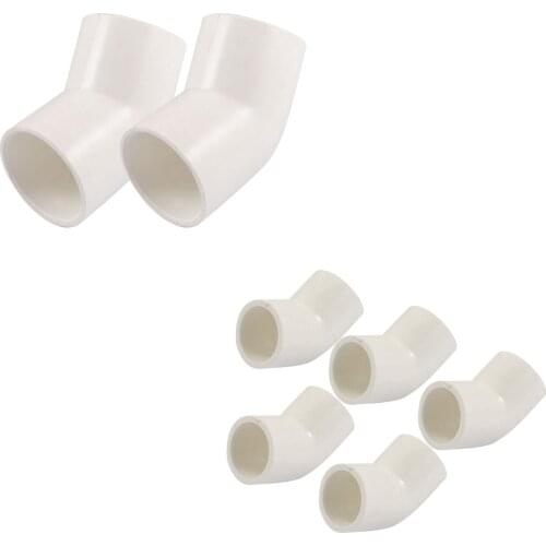 PVC-U 20mm Drainage Pipe Adapter Connector 45 Degree Elbow White 5 Pcs