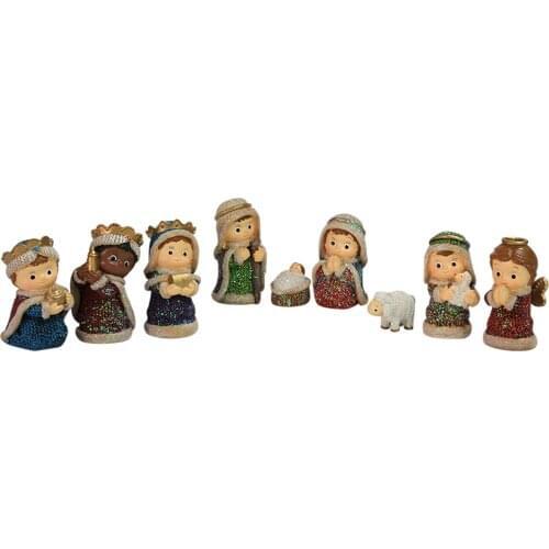 Nativity Scene Statue Baby Jesus Christmas Crib Figurines Decor Miniatures Ornament Church Catholic Gift Home Decor
