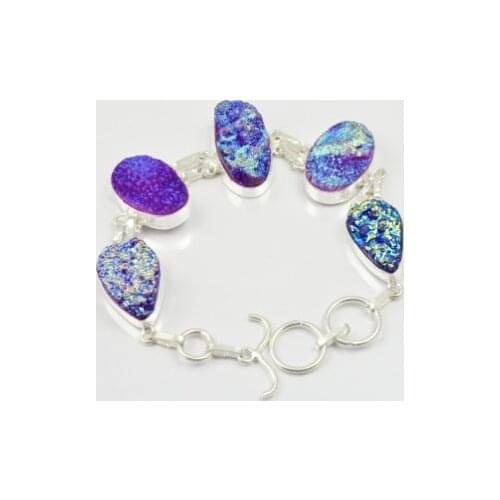 Titanium Druzy Bracelet Silver Overlay over Copper , 22 cm, B2080