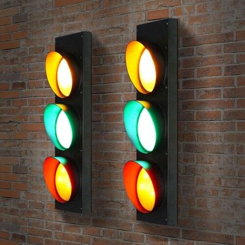 Glass Vintage Wall Light 15W Led Trafic Light Remote Control Led Lamp Bar Restaurant Bedroom Bedside Lamp 3 Colors Led Lighting