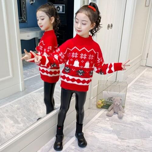 Girls Sweater Babys Coat Outwear 2021 Vintage Thicken Warm Winter Autumn Knitting Pullover Christmas Gift Childrens Clothing