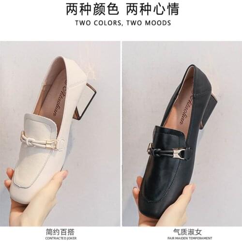 All-Match british small leather shoes women espadrilles bow-tie loafers square toe chunky heels oxford shoes for woman flats2020