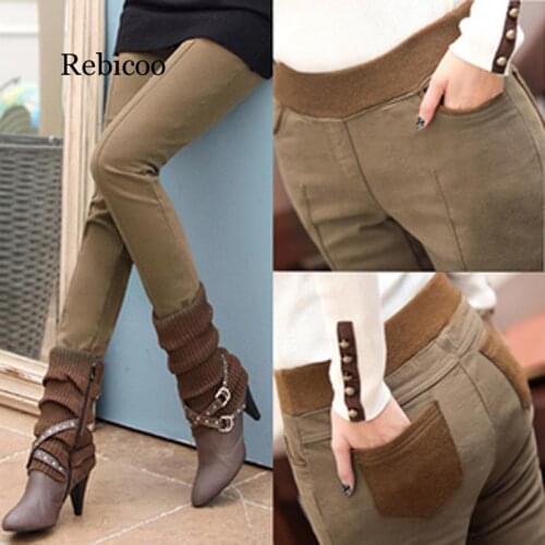 Plus Size S-4XL Women Pencil Pants high waist Skinny Black Thick Velvet Warm Winter Leggings Jeggings Legins Feminina Trousers