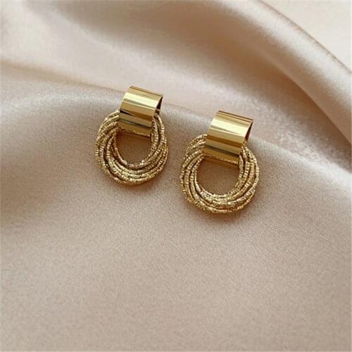 2021 Korea Design Drop Earrings Geometric Irregular Circle Teardrop Vintage Winter Earrings for Women Girl Gift Boucle D'oreille