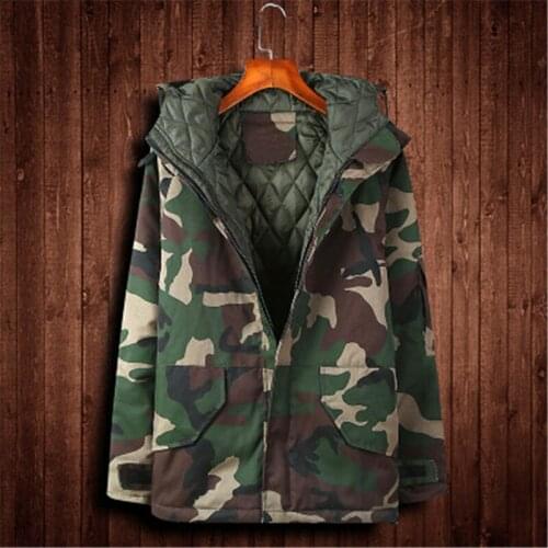 Winter Hooded Plus Size Camouflage Full Sleeve Windbreaker High Quality Thermal Anti-sweat Man Camping & Hiking Jackets
