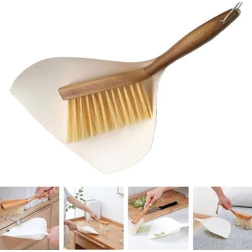 2pcs/set Bamboo Handle Mini Brooms Shovel Desktop Sweep Handheld Cleaning Brush Household Small Broom Dustpan Shelf Top Cleaner
