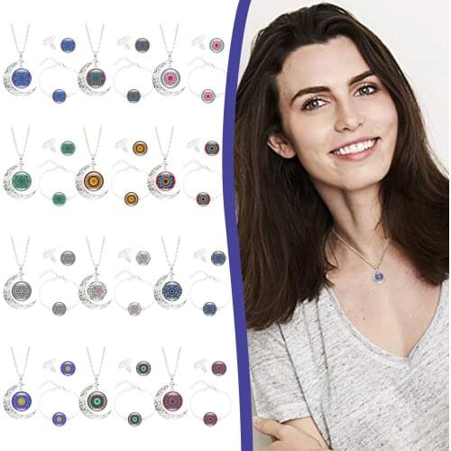 2021 Datura Necklace Set Earrings Bracelet Set creative simple French Clip European and American temperament jewelry