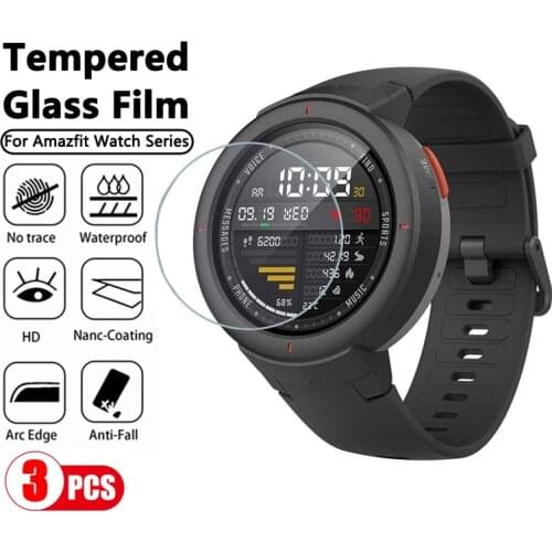 3Pcs 9H Premium Explosion-Proof Tempered Glass For HuaMi Amazfit GTR Ares Stratos3 For Amazfit Pace Verge T-Rex Screen Protector