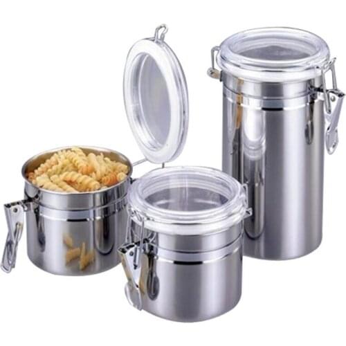 4PCS Stainless Steel Sealed Cans Tea Tobacco Coffee Beans Storage Tanks Food Jars Preservation Bottle Kitchen Tools