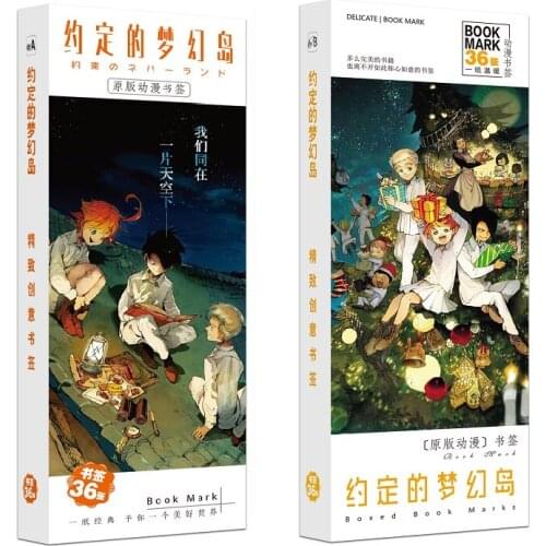 New 36Pcs/Set Anime The Promised Neverland Paper Bookmark Cartoon Book Holder Message Card Fans Gift