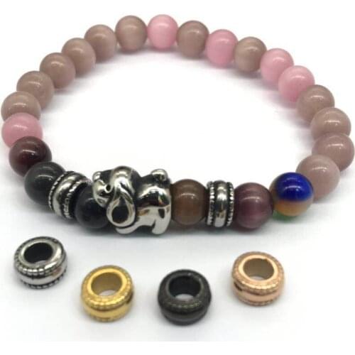 316L Stainless Steel Gold Plated Beads 4mm Hole Spacer Beads Charms Fit String Bracelets DIY Jewelry Making Accessories