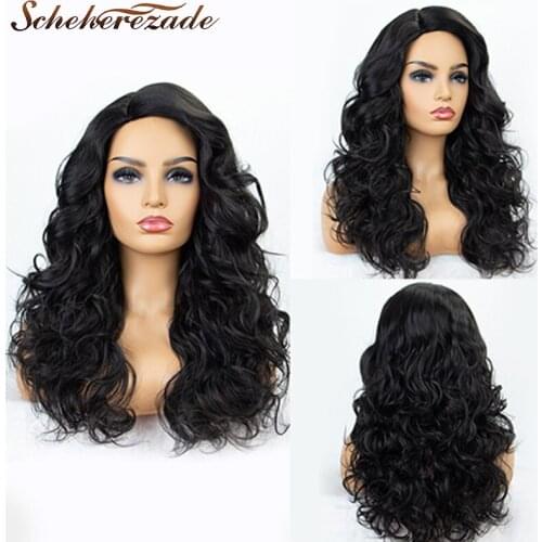 Black Synthetic Lace Front Wig Body Wave Lace Front Wig For Black Women Long Cosplay Wigs T Part Heat Resistant Wig Scheherezade