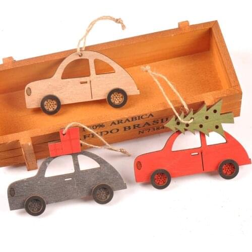 Car pattern Wooden Christmas Ornaments Tree Hanging Pendants Christmas DIY Decorations for Home New Year Gift MT2535