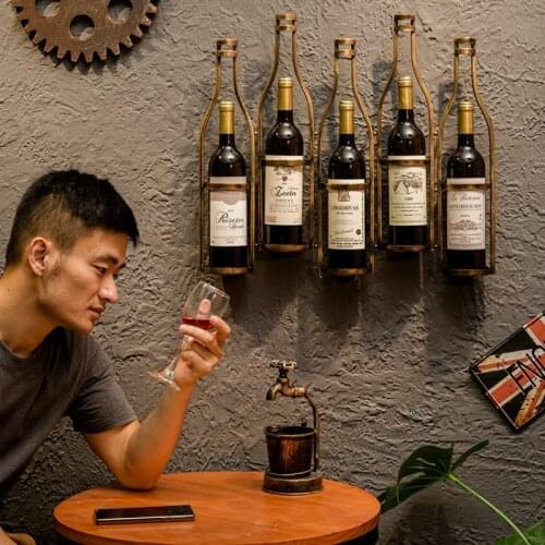 Home Decoration Hanging Wine Bottle Rack Display Rack Kitchen Bar Exhibition Storage Storage Rack Wine Rack Wall Hanging