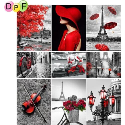 DPF 5d diy round full Diamond embroidery Red and black series diamond painting Cross Stitch Rhinestone mosaic home decoration