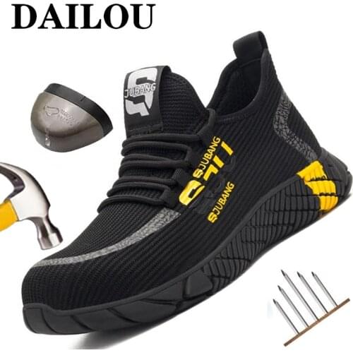 DAILOU Breathable Work Safety Shoes Men Steel Toe Cap Work Boots Construction Shoes Safety Boots Work Anti-Smashing Men Shoes