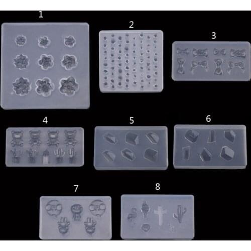 Flower Gemstone Bowtie Bear Resin Mold Epoxy Resin Casting Mold Nail Art Craft