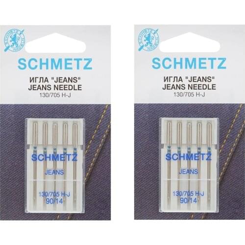 10 Pcs Schmetz Jeans Denim 90/14 No Household Sewing Machine Needles for Singer Brother Janome and All Brands