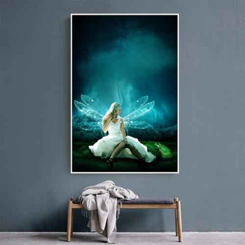 Butterfly Girl Special Effects Oil Painting Hanging Picture Poster Canvas Print Painting Wall Art Living Room Home Decoration