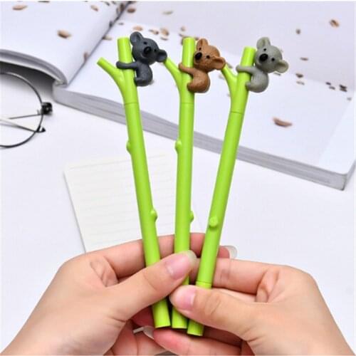 3 Pcs Cartoon Koala Branches Gel Pen Black Ink 0.5mm Creative Signing Pen Writing Tool School Office Student Stationery