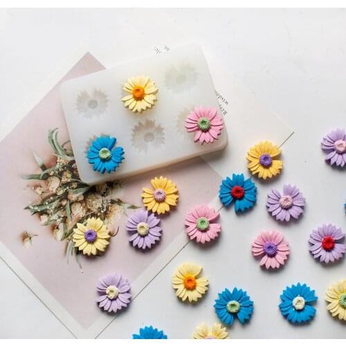 Small Daisy Gypsum mold silicone car aromatherapy moulds Six Little Flowers Chocolate Cake Fondant Silicone Mold Cake Decoratin