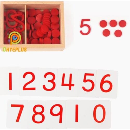 Montessori Math Toy Wooden Cut-Out Number/ Counter and Paper Cards Baby Early Learning Materials ofor Counting Educational Toys