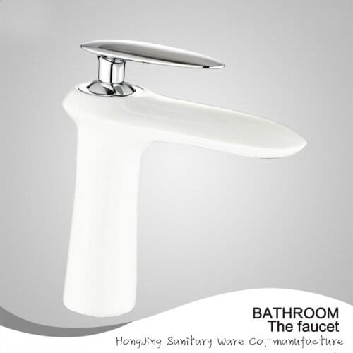 BaiDaiMoDeng Copper Basin Wash Basin Baked White Porcelain Chrome Hot and Cold Water Faucet
