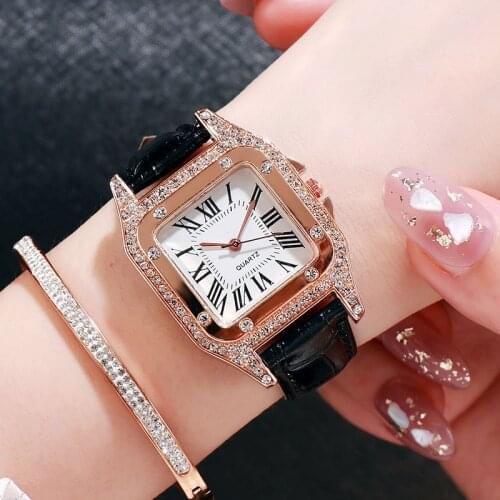 Fashion all-match diamond ladies watch trend fashion simple retro small square watch small red watch 2021
