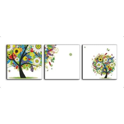 Watching tree cross stitch kit flower 18ct 14ct 11ct count printed canvas stitching embroidery DIY handmade needlework