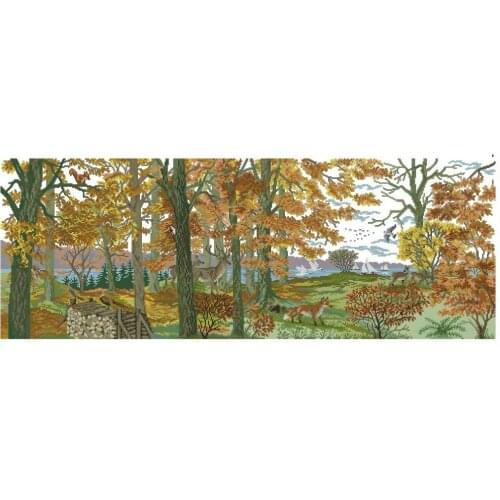 14/16/18/25/22 COLOR AIDA pastoral beautiful counted cross stitch kit golden autumn forest trees tree deer fox animal
