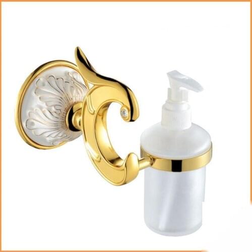 European Style Bathroom Hardware Kit Bathroom Alloy Copper Liquid Soap Bottle Bathroom Golden Liquid Soap Bottle