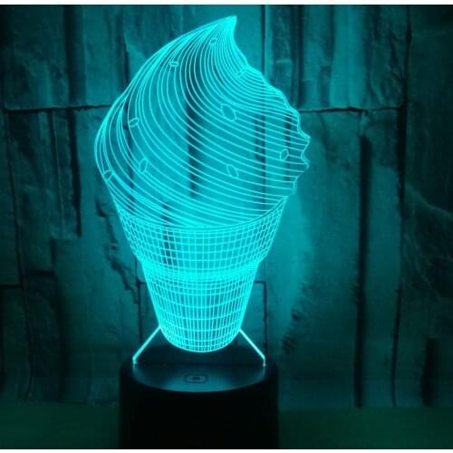 New Style Ice Cream Colorful 3d Table Lamps Touch Gift Ice Cream Colorful Moderne Desk Lamp Atmosphere 3d Table Lamp