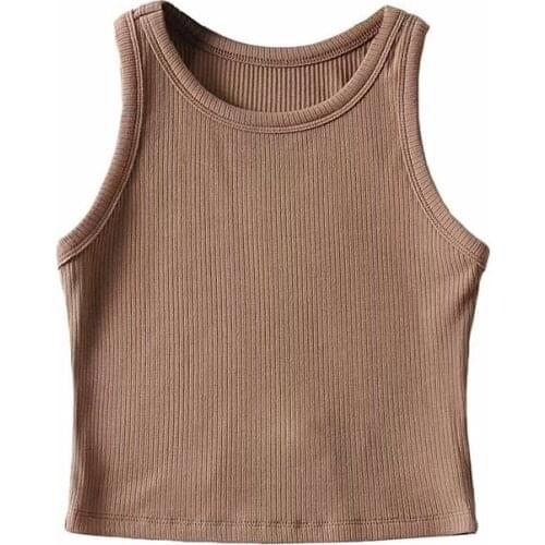 Casual Women Soft Cotton O Neck Slim Vest 2021 Summer Fashion Ladies High Street Vest Female Solid Color Short Vest Top