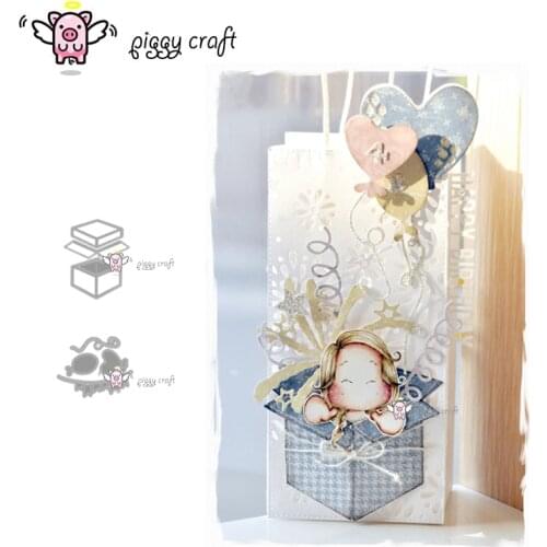 Piggy Craft metal cutting dies cut die mold Gift box balloon flag ribbon Scrapbook paper craft knife mould blade punch stencils