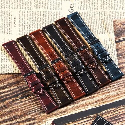 Onthelevel Watch Accessories Ccalfskin Strap Watch Bracelet Brown Vintage Watch Band 22mm 24mm Watchband For Galaxy Watch #D