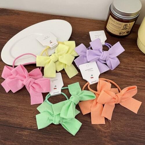 1/2 Pcs Bowknot Elastic Hair Bands Candy Color Girls Hair Rope Cute Ponytail Holder Bow Hair Ties Children Hair Gum Scrunchies
