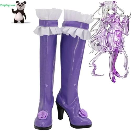 Rozen Maiden Barasuishou Lolita Purple Shoes Cosplay Long Boots Leather Custom Made For Halloween