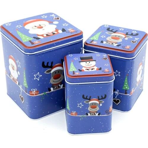 Christmas gift tin box wholesale flower Santa Claus snowman elk penguin printing Jewelry cosmetic Biscuit candy packaging