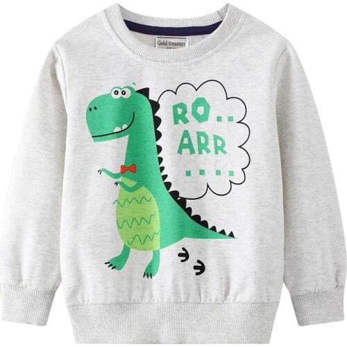 Boys Sweater Pullover Winter New Childrens Clothing Korean Cartoon Dinosaur Thick Top Baby Sweatshirts For Baby